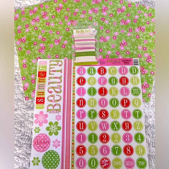 🌸 BO BUNNY “SUMMER PICNIC” STICKERS & SCRAPBOOK PAPER BUNDLE. RETIRED DESIGN! - Picture 2 of 6
